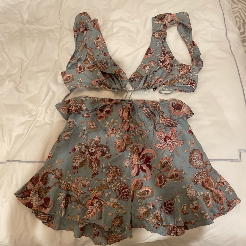 Zimmerman Pavillion Ladder Flounce Playsuit in Flora